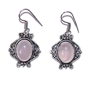 Agate Gemstone Eye Shape <b>Silver</b> Plated Classic <b>Charm</b> Earrings for Women & Unisex - Product Image 1
