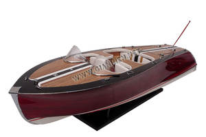 Modèle de bateau à moteur en bois SAETTA CLASSIC BOATS, artisanat décoratif pour la maison, peint à la main, artisanat vietnamien, boîte incluse - Product Image 2