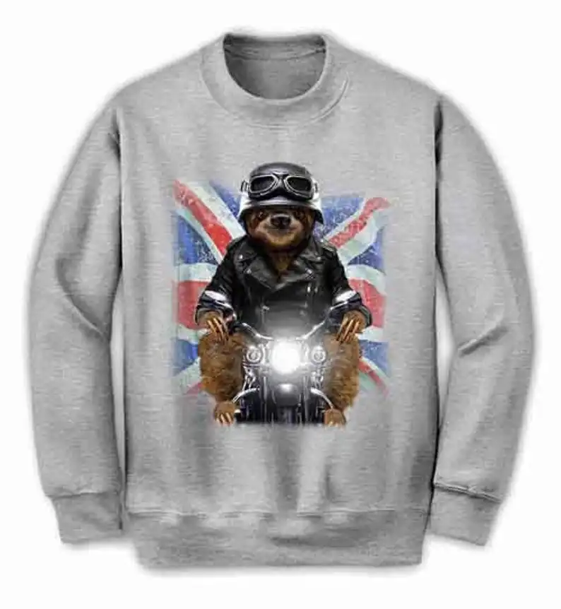 ที่มีคุณภาพที่ดีที่สุด Sloth ตลกบนจักรยานที่มีธงของสหราชอาณาจักรเสื้อกันหนาว