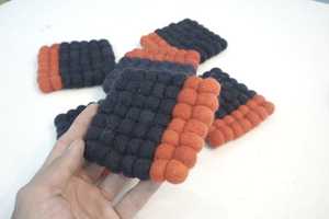Handmade Orange and <b>Black</b> Wool <b>Coaster</b> Trivet Set Square Shaped Felt Form Squares <b>Coaster</b> Set - Product Image 3