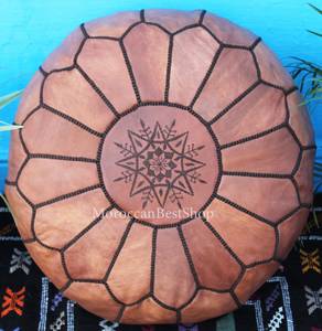 Premium Leather <b>Poufs</b>, Handmade Ottoman Moroccan <b>Pouf</b>, Luxury Floor <b>Poufs</b>, - Product Image 1