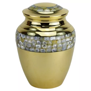 Juego de urnas de cremación de oro y Perla madre para adultos, urnas de Metal conmemorativo de latón/aluminio para cenizas funerarias - Product Image 6
