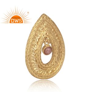 Broche fantaisie en argent sterling 925 plaqué or, forme poire, motif rhododendron, fabricant de bijoux - Product Image 2