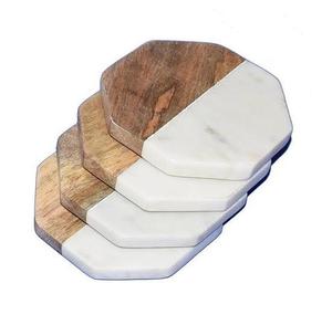 Top Wood and <b>Marble</b> Tea <b>Coaster</b> Manufacturer and Exporter Handmade Design White <b>Marble</b> and Acacia Wood Tea <b>Coaster</b> - Product Image 1