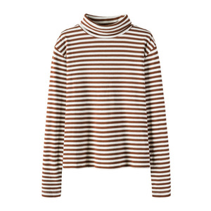 T-shirt à col haut pour femmes, estival et chaud, à rayures, surdimensionné, - Product Image 2