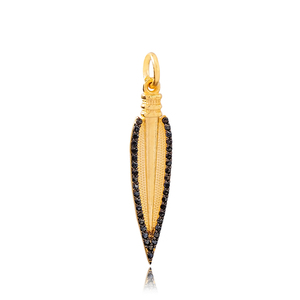 Colgante de Plata de Ley 925 con circón negro, joyería con diseño de lanza, hecha a mano, turco - Product Image 1