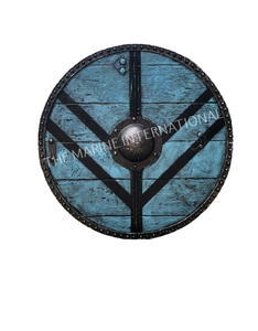 Armadura Medieval Hecha a Mano, Escudo Vikingo Redondo de Madera, Colgante de Pared, Inspirado en Lagertha, 24 Pulgadas - Product Image 1
