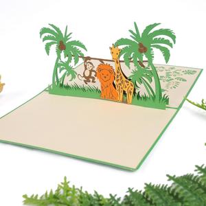 Zoo <span class=keywords><strong>handmade</strong></span> Kirigami Pop Up thẻ laser 3D cắt từ Việt Nam giấy đám cưới và sinh nhật thiệp chúc mừng thủ công mỹ nghệ bưu thiếp - Product Image 1