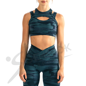 2022 nouveauté femmes bleu toile camouflage sport soutien-gorge respirant gymnastique Fitness vêtements de sport impression personnalisée en gros pour les femmes - Product Image 1