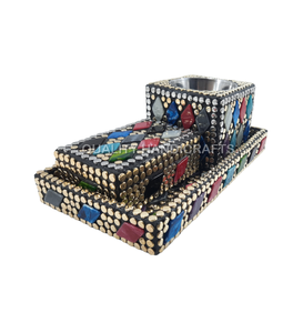 เตาเผาบัคฮูร์และอูดแบบออลอินวัน คุณภาพสูง ทำจากไม้ เรซิ่น ทองเหลือง ประดับโลหะ งานฝีมือทางศาสนาจากอินเดีย เหมาะสำหรับทุกฤดูกาล - Product Image 6