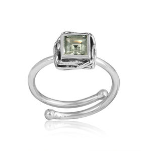 Bague en argent Sterling 925 pour filles, pierre précieuse ronde en améthyste vert naturel, fabrication de bijoux - Product Image 2