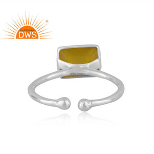 ธรรมชาติสีเหลือง Chalcedony พลอยแหวนเครื่องประดับขายส่งของแข็งเงินแท้925ปรับแหวนเครื่องประดับผู้ผลิต - Product Image 3