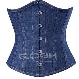 COSH CORSET New Arrival Denim Jean Underbust Steel Boned Waist Reducing Body Shaper Fitted Plus Size Club Wear Corset Bustier