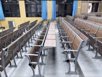 Ensemble Chaise et Table Pliante Double pour Étudiants Lycéens et Universitaires, Accoudoirs Métalliques, Distance Entre Centres 520mm, Design Contemporain, Idéal Maison et École
