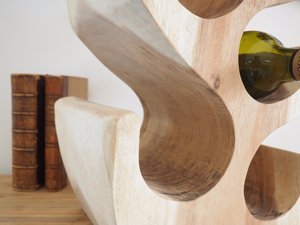 Acacia Wood-Textured 6-Bottle Wine Rack <b>PC</b> Cooler <b>Stand</b> for Bar Restaurant Hotel or Home Decor Wine Bottle Holder <b>Stand</b> - Product Image 4