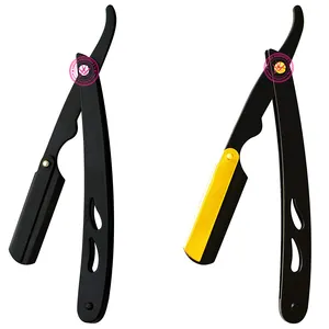 Plastic handle Black And Coated Shaving Razor Wholesale Custom Logo Barber Razor Straight razor With Sliding Blade