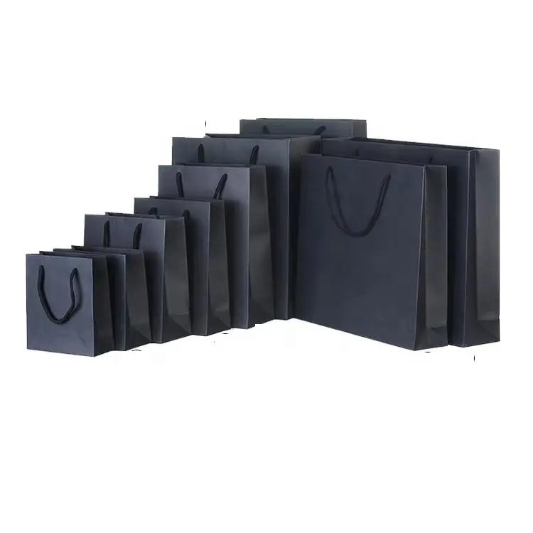 No Printing 1 PCS Black Paper Brown Paper Shopping BagとHandles Wholesale