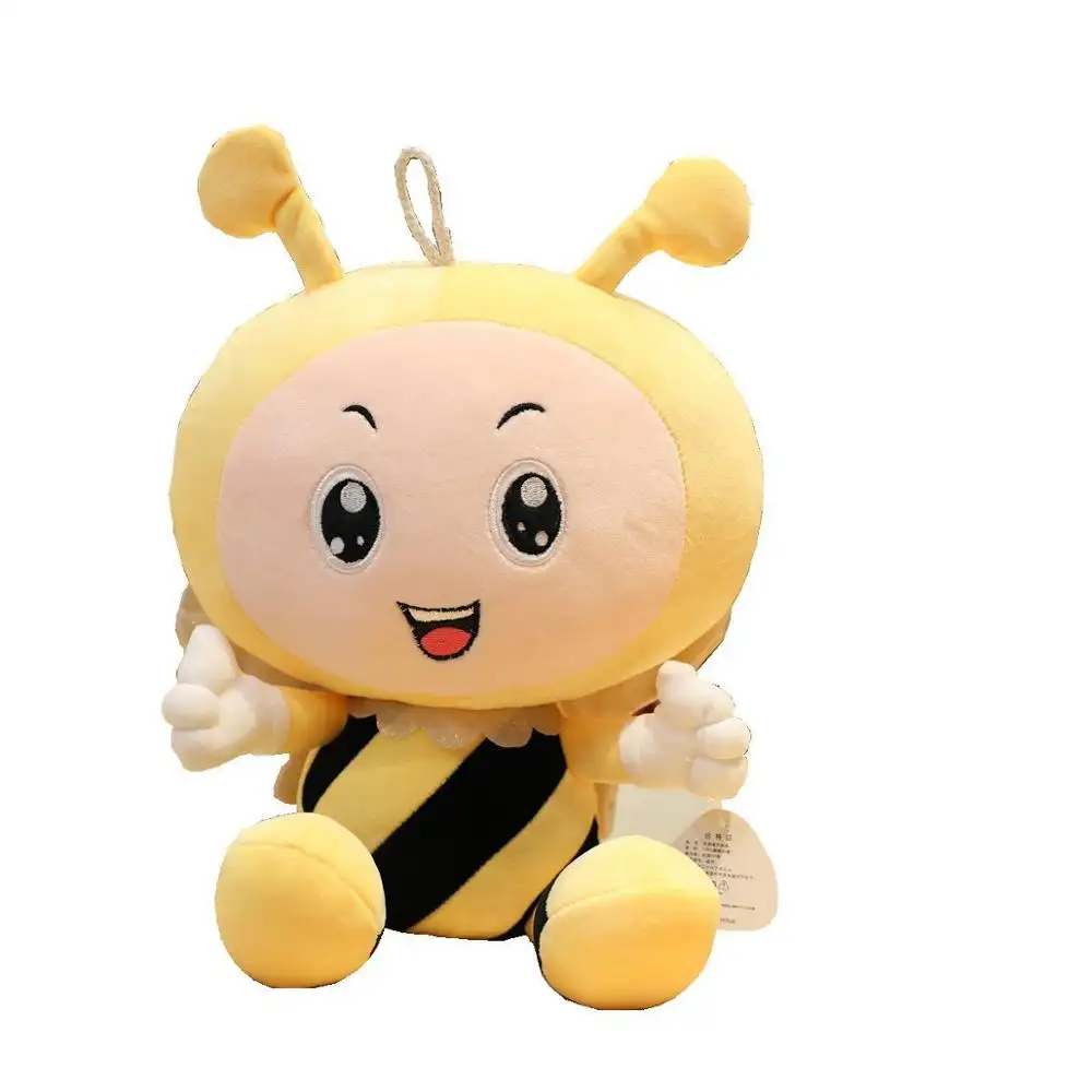 Pelúcia de pelúcia personalizada promocional, 30cm, 2 cores, mel, abelha, brinquedo de animal selvagem com jarra de mel