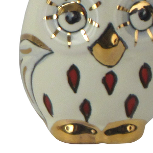 SAMBUCO CERAMICS Búho de Cerámica Hecho a Mano para Decoración del Hogar, 5 cm, Pintado a Mano con Oro Puro y Brillo Metálico Rojo - Product Image 3