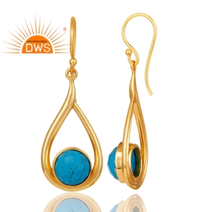 แฮนด์เมด925เงินสเตอร์ลิง18พันทองชุบวางเครื่องประดับผู้ผลิตเมทริกซ์พลอยสีฟ้าครามต่างหูเครื่องประดับผู้ผลิต - Product Image 3