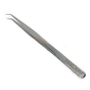 Pince à épiler pour Volume et Isolation des cils, en argent poli, outil professionnel, 14cm, 45 degrés - Product Image 1