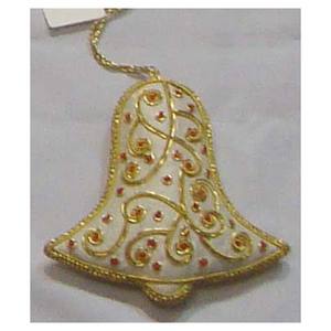 Christmas Hanging Bell Ornament Lovely Embroidery Beaded Works - Product Image 1