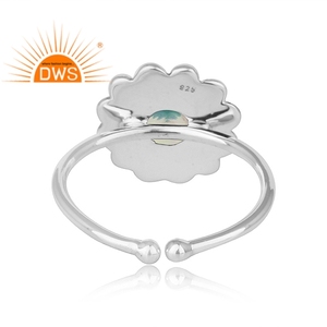 Handmade Flower Design Gemstone Ring Jewelry 925 Oxidized Ethiopian Opal Sterling Silver Ring Jewellery Wholesaler - Product Image 3