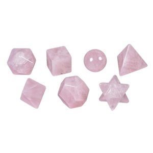 Conjunto de geometría de piedra, conjunto de geometría de cristal de Cuarzo Rosa, sólidos platónicos, conjunto de geometría de cristal de piedra Natural Sagrada, Curación - Product Image 2