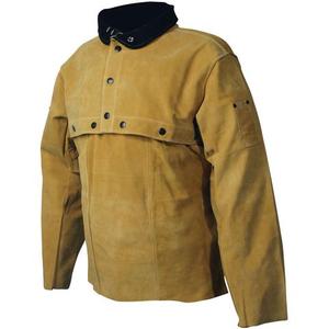 Veste de soudage en cuir robuste avec manchon résistant à la chaleur manteau en cuir de vache vêtements de sécurité pour hommes femmes - Product Image 4