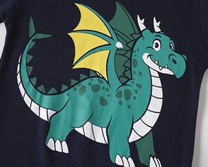 Ensemble de vêtements pour bébés garçons, vêtements d'été à imprimé de dinosaure, col rond confortable, nouvelle collection - Product Image 2