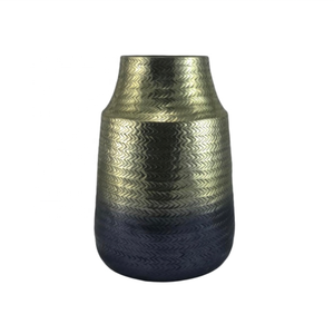 Home Decorative Aluminium Contemporary Flower Pot Gold Scratched Design Tabletop Rust Resistant Eco-Friendly <b>Vase</b> for Home - Product Image 3