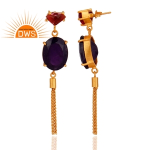 Hydro Amethyst Gemstone Earrings 18k Gold Plated Brass <b>Girls</b> Dangle Earrings Fashion Jewelry Suppliers Classic Collection - Product Image 2