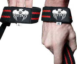 Reedot Custom Logo Adjustable Weight Lifting Wrist Straps Powerlifting Strength Training Cotton Lifting Strap Neoprene Padding