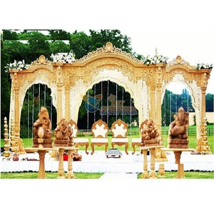Beautiful Wedding Wooden Mandap Setup for Outdoor Traditional Wedding Wooden Mandap <b>Decoration</b> Latest open theme Mandap decor UK - Product Image 1