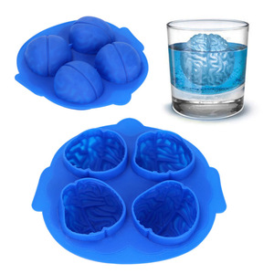 BI08 Khay Đá Silicon Hình Não Khuôn Bếp Bar Đồ Uống Trang Trí Gia Đình Diy Silicone Bốn Kết Nối Nướng Não M - Product Image 1