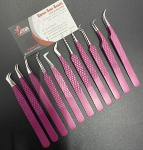 แหนบต่อขนตาจับเพชรทำจากสแตนเลสอย่างยั่งยืนเคลือบผงพลัมปลายไฟเบอร์แบบมืออาชีพสูง - Product Image 3