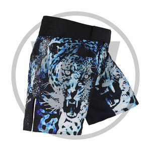 Shorts MMA unisexes bleus vierges OEM - Tissu Spandex/Polyester 160g, impression par sublimation - Product Image 2