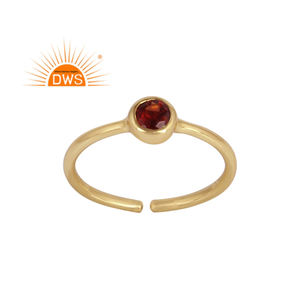 Fabulous Garnet Gemstone Ring Wholesale Yellow Gold Plated 925 Sterling Silver Open Band Ring Jewelry Suppliers - Product Image 1
