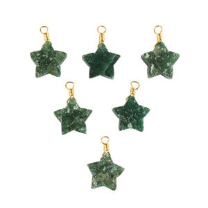 Aventurine ตัวเชื่อมต่อรูปดาวเล็กๆสีเขียวธรรมชาติ,ตัวเชื่อมต่อแบบหุ้มทอง/เงินชุบมินิมอลลิสต์ใหม่ - Product Image 5