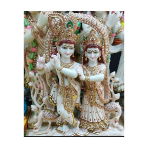 Main Blanc Marbre Radha Krishna Sculpture - Product Image 1