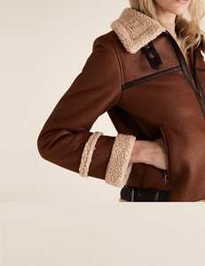 เสื้อแจ็คเก็ตหนังวัวแบบรูดซิปสำหรับผู้หญิง,สินค้าใหม่ปี2021 - Product Image 3