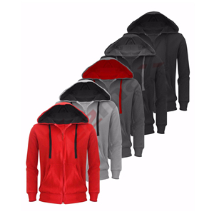 Sweat à capuche cintré Anti-rétrécissement pour hommes, personnalisé, bon marché, fermeture éclair unie surdimensionnée avec poche avant - Product Image 4