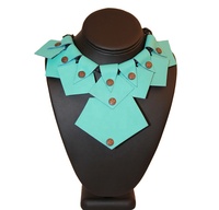 Collier ras du cou pour femme en similicuir bleu avec chaîne à maillons, design vintage personnalisable, bijoux de mode pour soirée