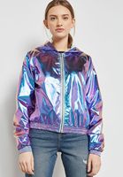 Blouson Bomber Léger et Brillant pour Femme à Col Montant, Fermeture Éclair, Imperméable et Respirant, Coupe Ample Estivale
