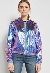 Chaqueta Bomber Ligera con Cuello Alto y Cierre para Mujer, Brillante, Impermeable, Transpirable, de Verano, Corte Holgado - Product Image 6