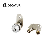 Deatur en alliage de zinc moulé sous pression, diamètre 19 mm. Serrure à poussoir tubulaire X 17-28 mm avec clé en laiton nickelé et finition chromée