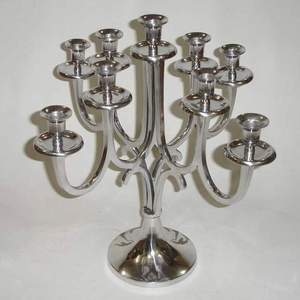 Candélabre moderne de luxe haut de gamme, nickelé / poli brillant / aluminium / laiton, style moderne, double candélabre pour fête - Product Image 4