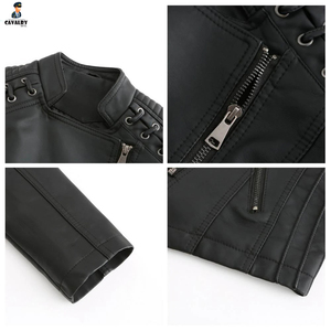 <b>Zipper</b> Stand Collar Slim Jacket Women's Clothing Fashion Leather Jacket Women Jackets - Product Image 4