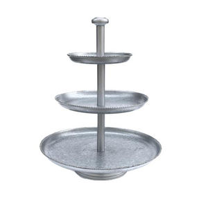 Piédestal galvanisé de gâteau de support de gâteau en métal pour la fête d'anniversaire Présentoir exclusif de petit gâteau de conception à trois niveaux - Product Image 4