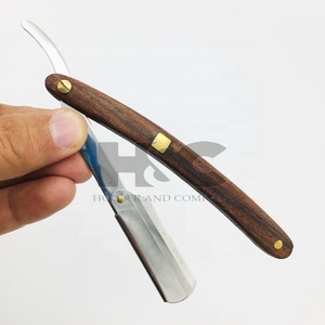 Professional Dark Wooden handle Barber <b>Razors</b> Stainless steel Barber <b>Razors</b> <b>straight</b> Top Replaceable Blade Barber <b>Razor</b> - Product Image 3